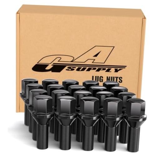 12×1.5 Lug Bolts 26mm OEM Length Shank, 17mm Hex Cone Seat, 26mm Shank Black