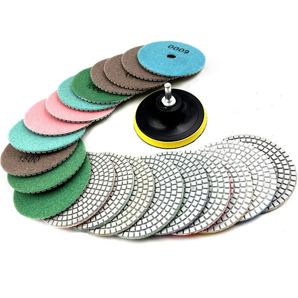 11Pcs 4 inch 100mm Diamond Polishing Pads Kit Wet/Dry for Granite Stone Concrete