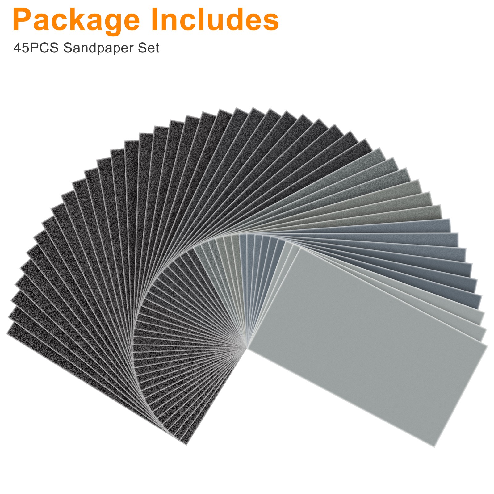 45PCS Wet Dry Sandpaper 120-5000 Grit Sand Paper Sanding Sheets Polishing Set