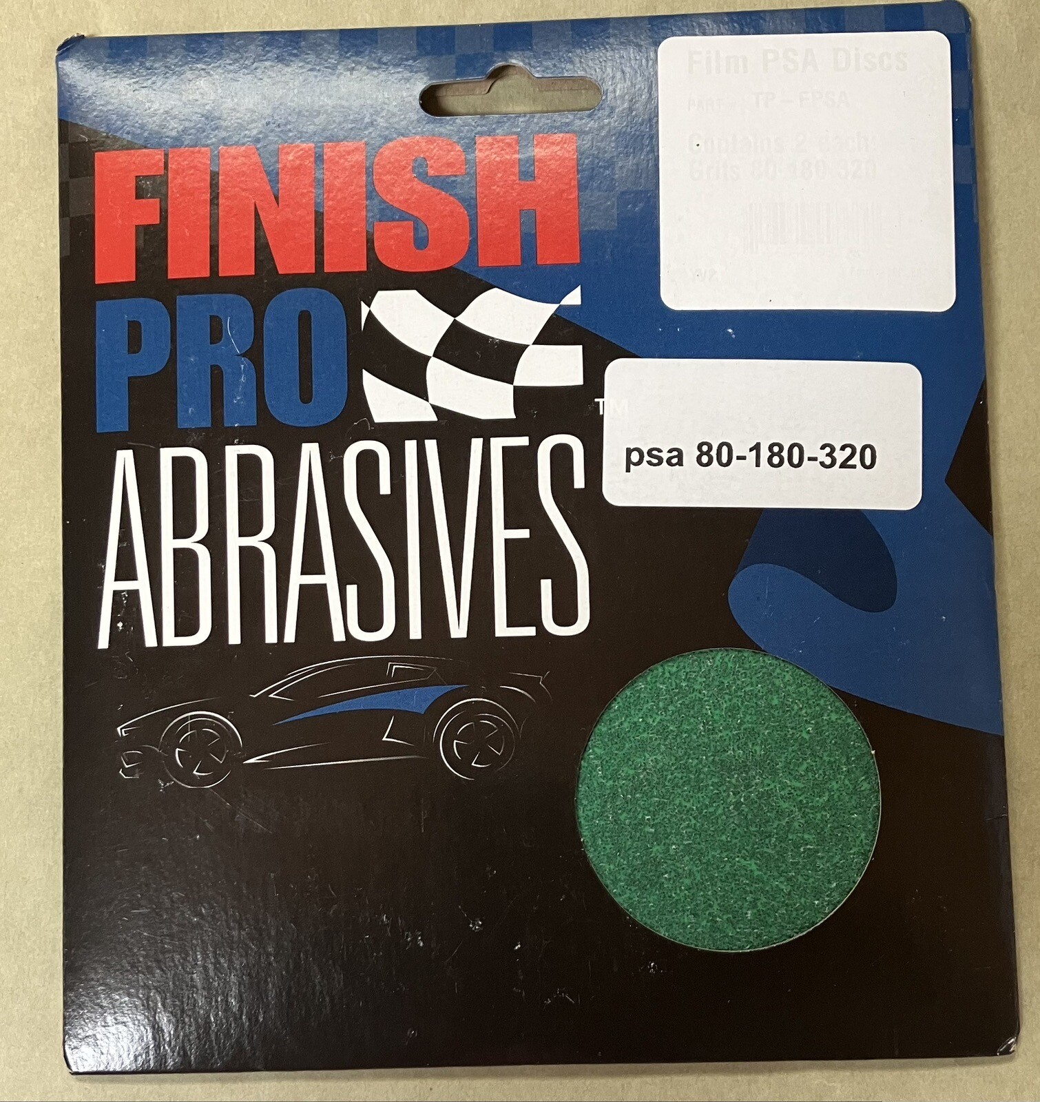 Finish Pro Abrasives Film PSA Discs, Grit 80-180-320, Part# TP-FPSA, PK: 2 Discs