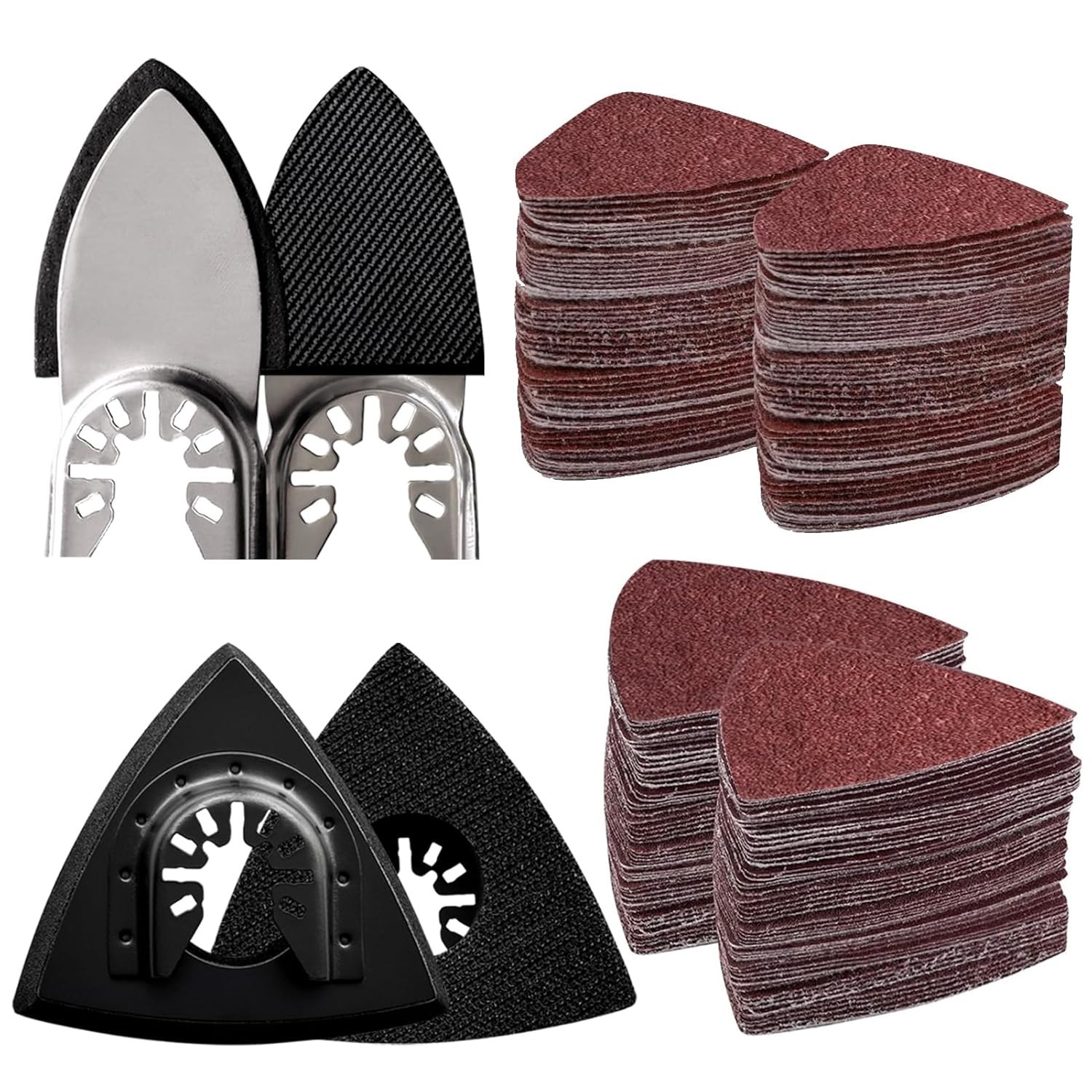Triangle and Finger Sanding Pads with 100-Piece Sandpaper for Oscillating Tools