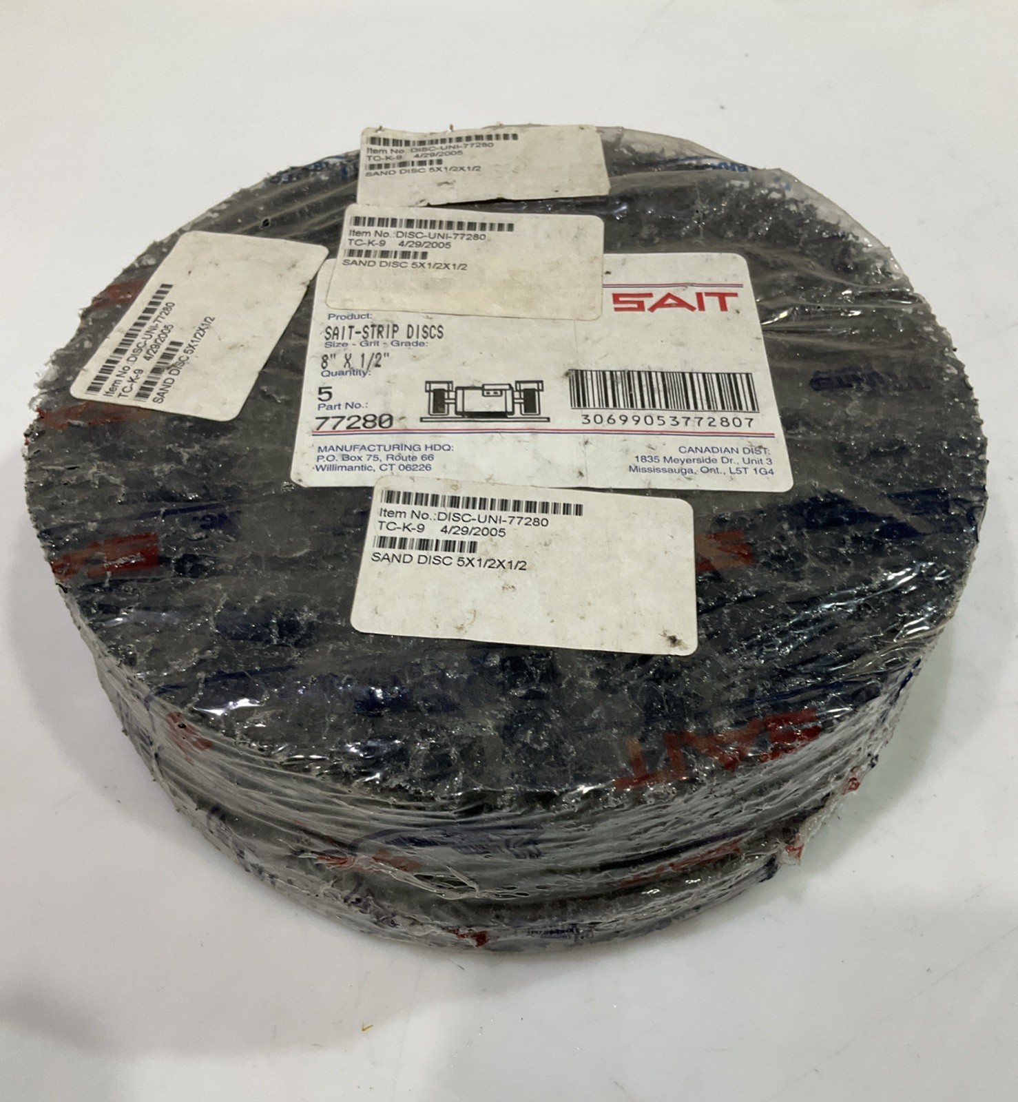 SAIT 77280 SAND -STRIP ARBOR DISC 8X 1/2 LOT OF 5 T2M