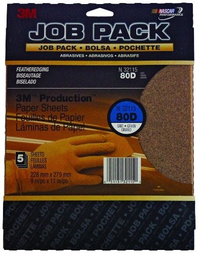 3M 32115 80 Grit Sandpaper Sheets – 10