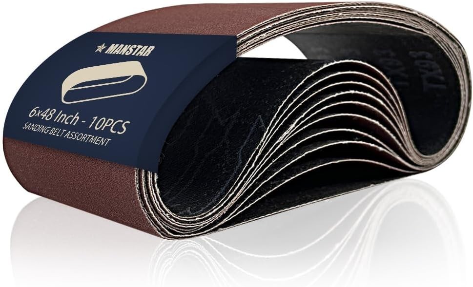 10 Pcs 6 x 48 Inch Sanding Belts in Various Grits – Ideal for Professionals