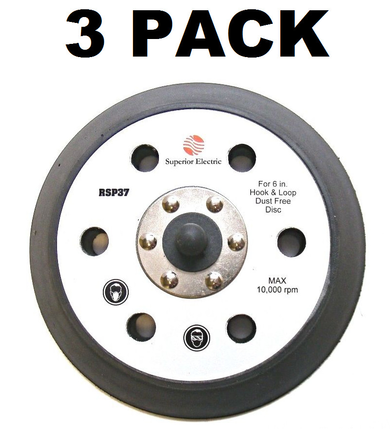 (3) 6 Inch Sander Pad Random Orbit Hook Loop Backing for Porter Cable 18001