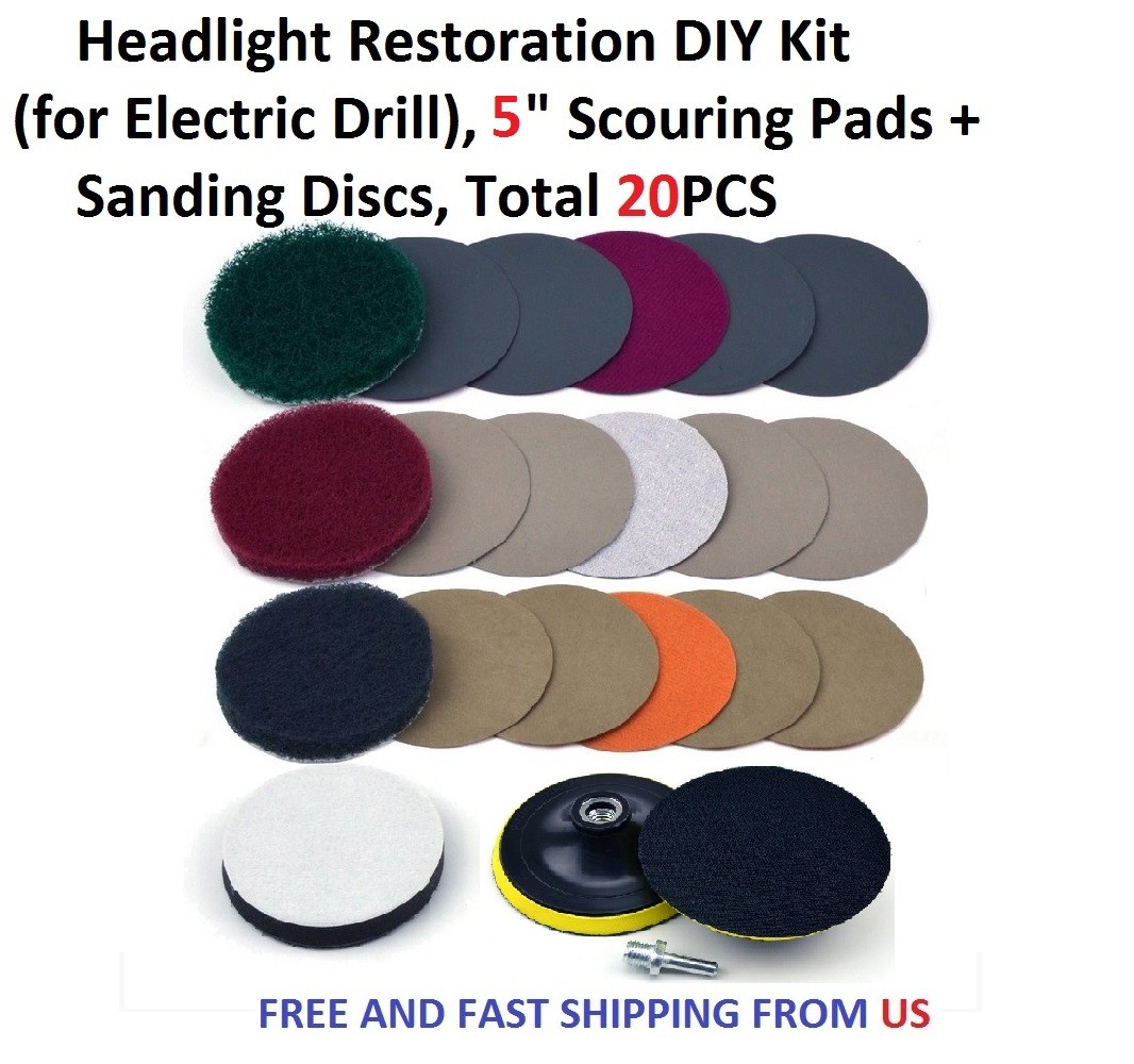 5 inch Headlight Restoration DIY Kit (for Electric Drill), Total 20PCS