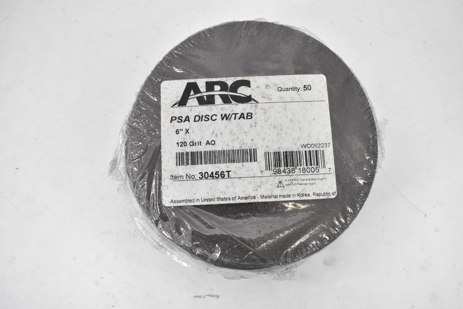 Lot of 50 ARC Abrasives 30456T 6″ PSA Sanding Discs 120 Grit Fine Coated
