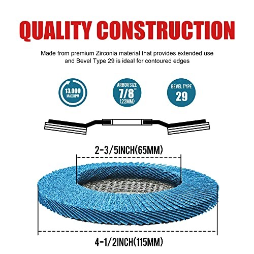 Flap Discs 40 Grit, 4 1/2 x 7/8-Inch Flap Sanding 40 GRIT Standard Version