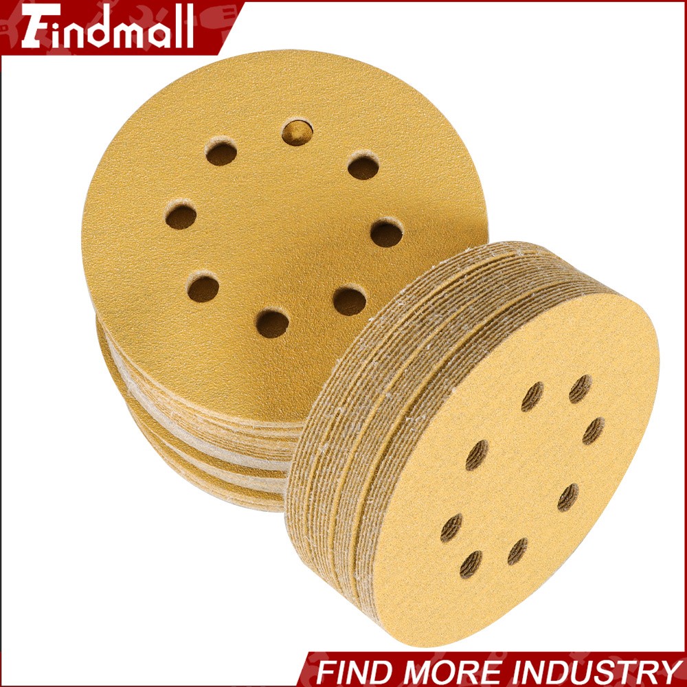 Findmall 100 Pieces 100 Grit 5″ 8-Hole Hook-And-Loop Sanding Disc Sander Paper