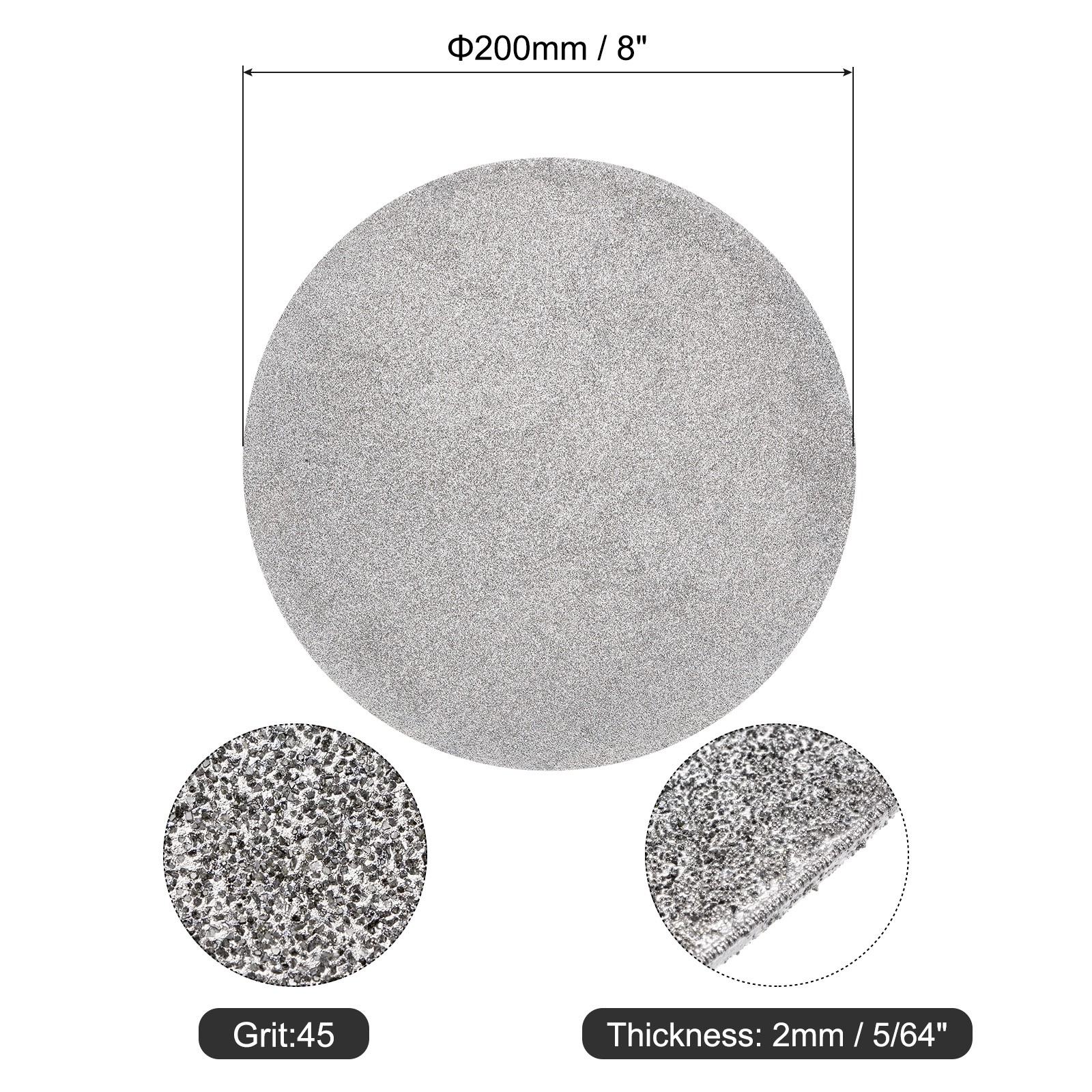 Diamond Sanding Grinding Disc 8″ Grit 45 No Center Hole Flat Lap Wheel Disk