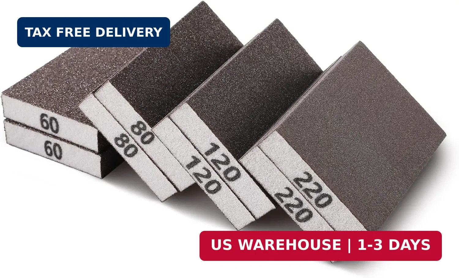 8PCS Sanding Sponge, Sanding Blocks of 60/80/120/220 Assorted Grits, Flexible &
