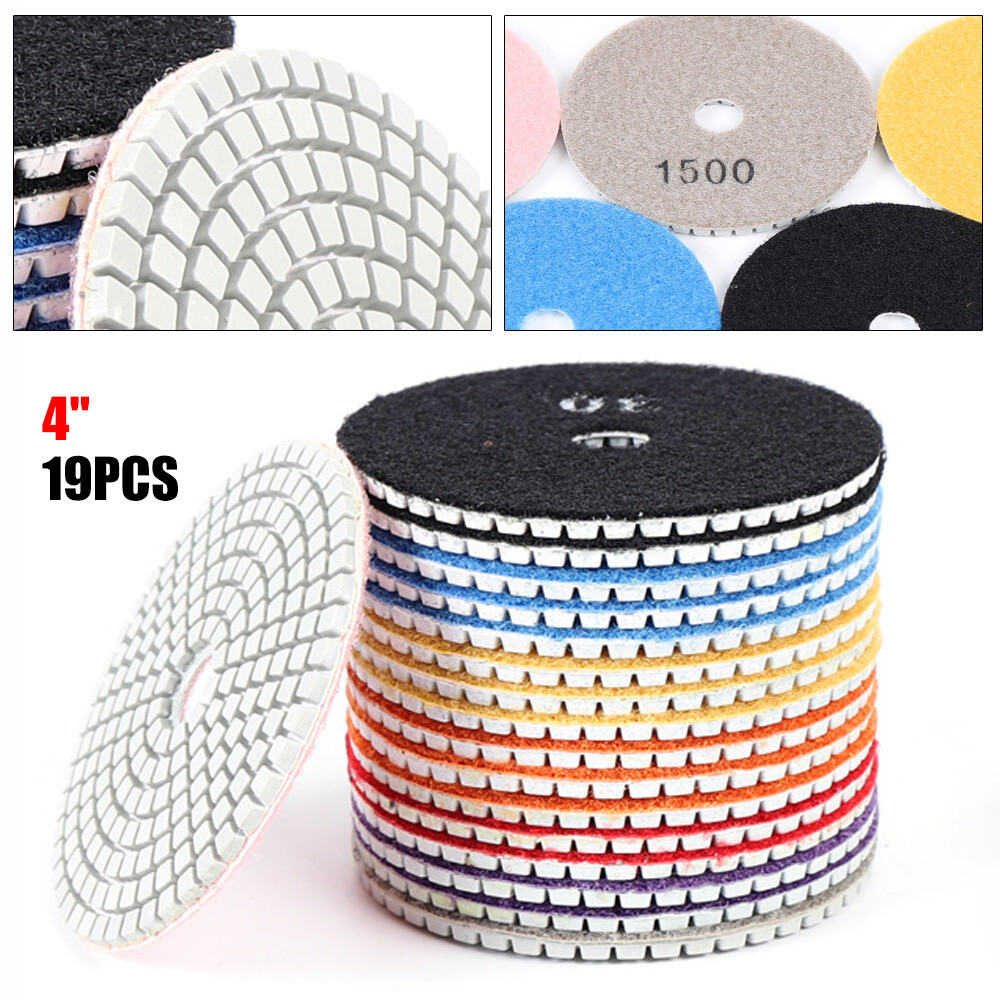 For Grinding & Sanding 19 pcs Polishing Pads 4 inch Diamond Polishing Pads Set