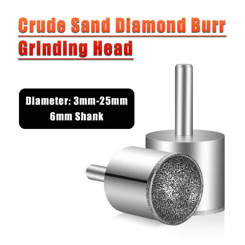 Crude Sand Diamond Burr Grinding Head Cylinder Concave For Bead Shaping 3-25mm