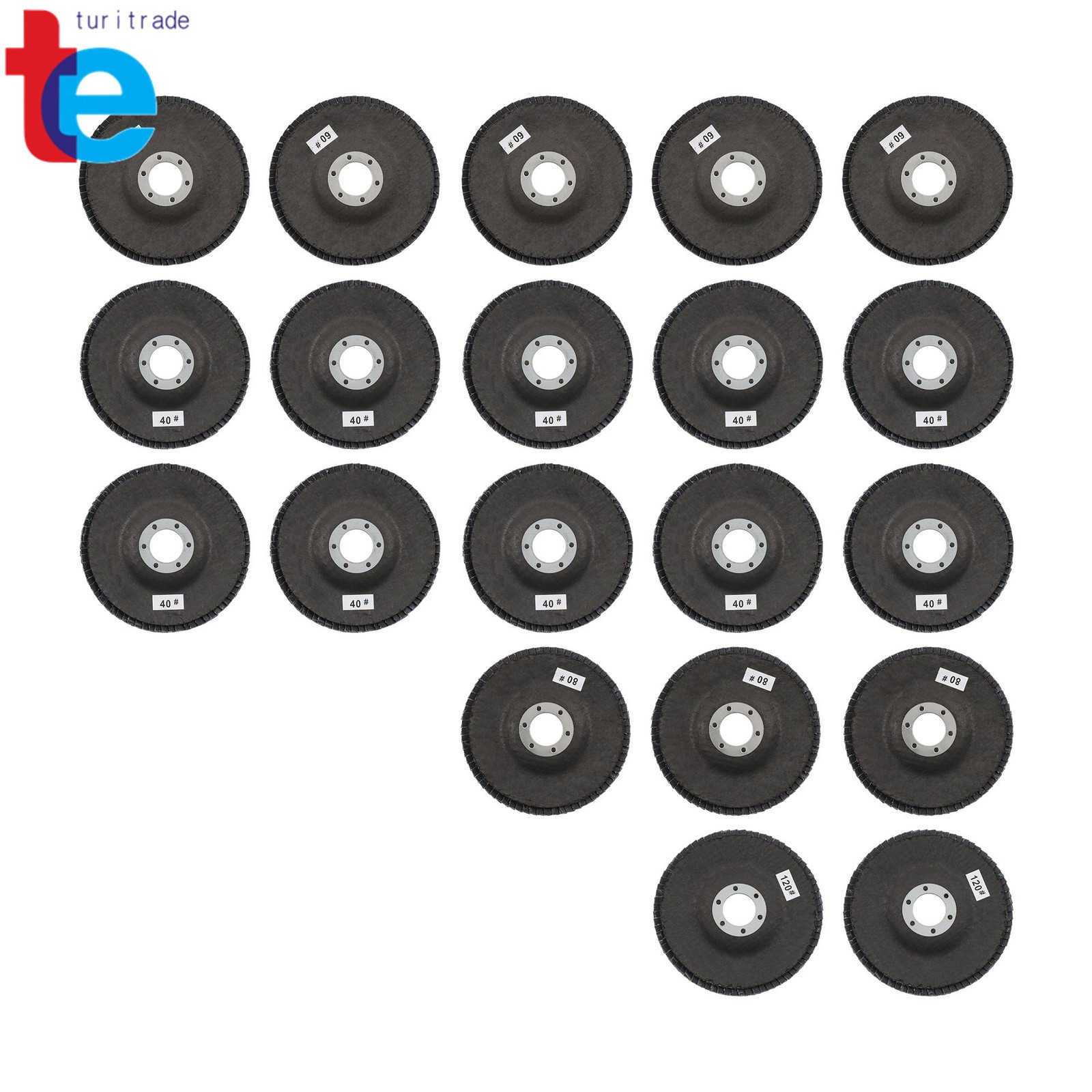 20 Pieces of 4-1/2″ x 7/8″ 40/60/80/120 Grit Flap Disc Grinding Wheels T29