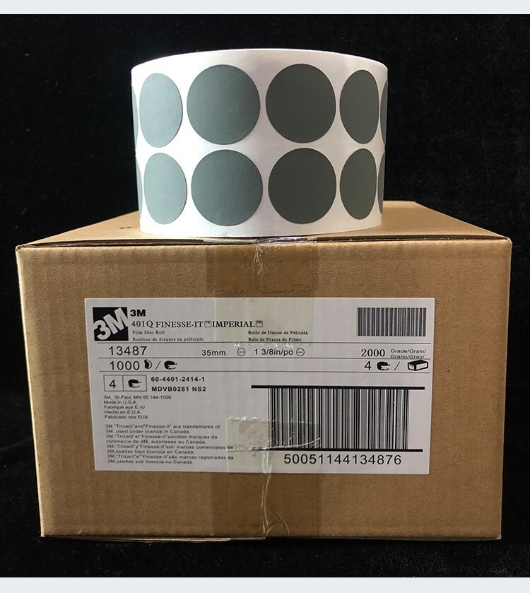 3M 401Q Wetordry Finesse-it Roll Round Self-Adhesive Sanddisc 13487 1000pcs/roll