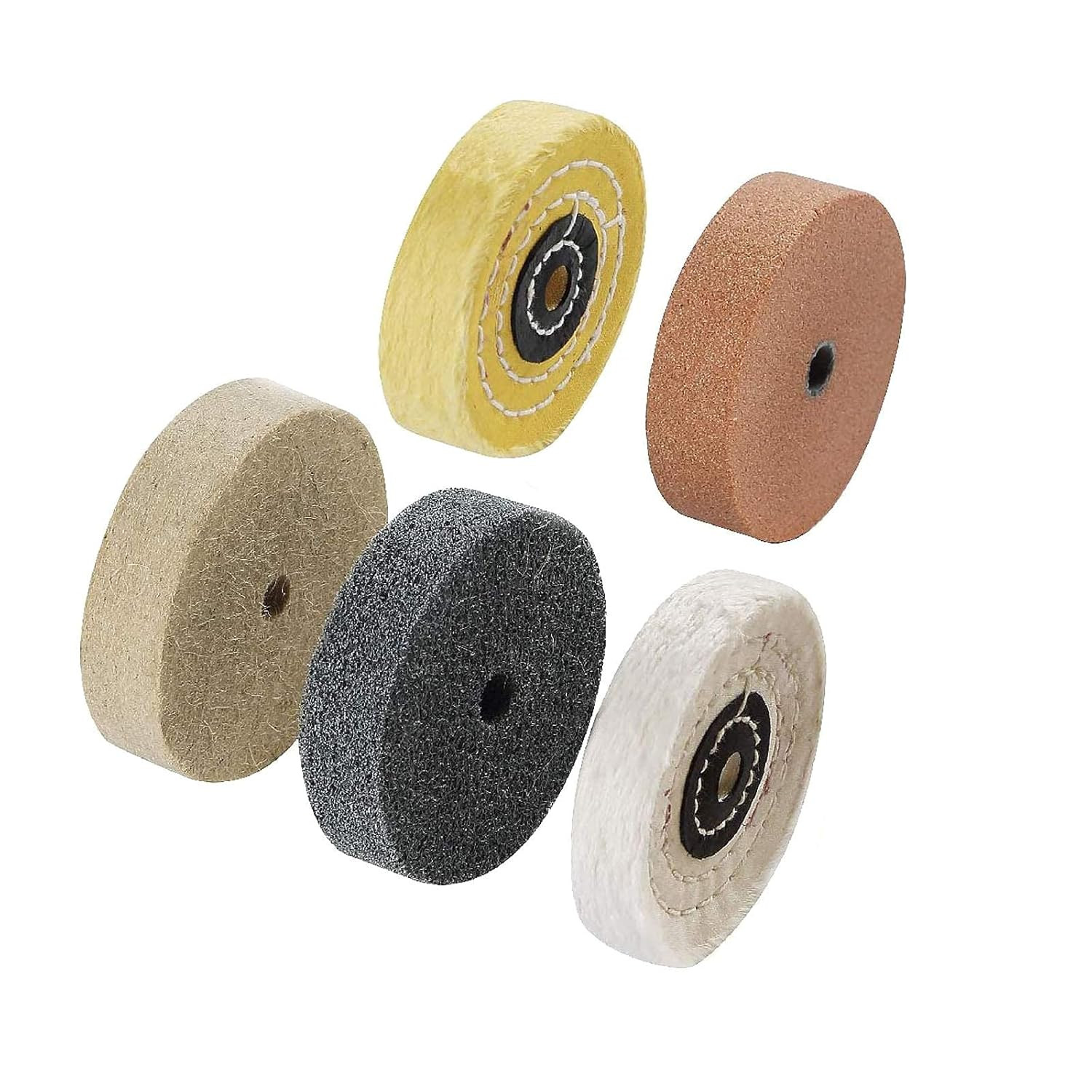 5 Pcs 3” Grinding/Buffing Wheels – 3/8” Arbor Hole Abrasive Polishing Wheel Al