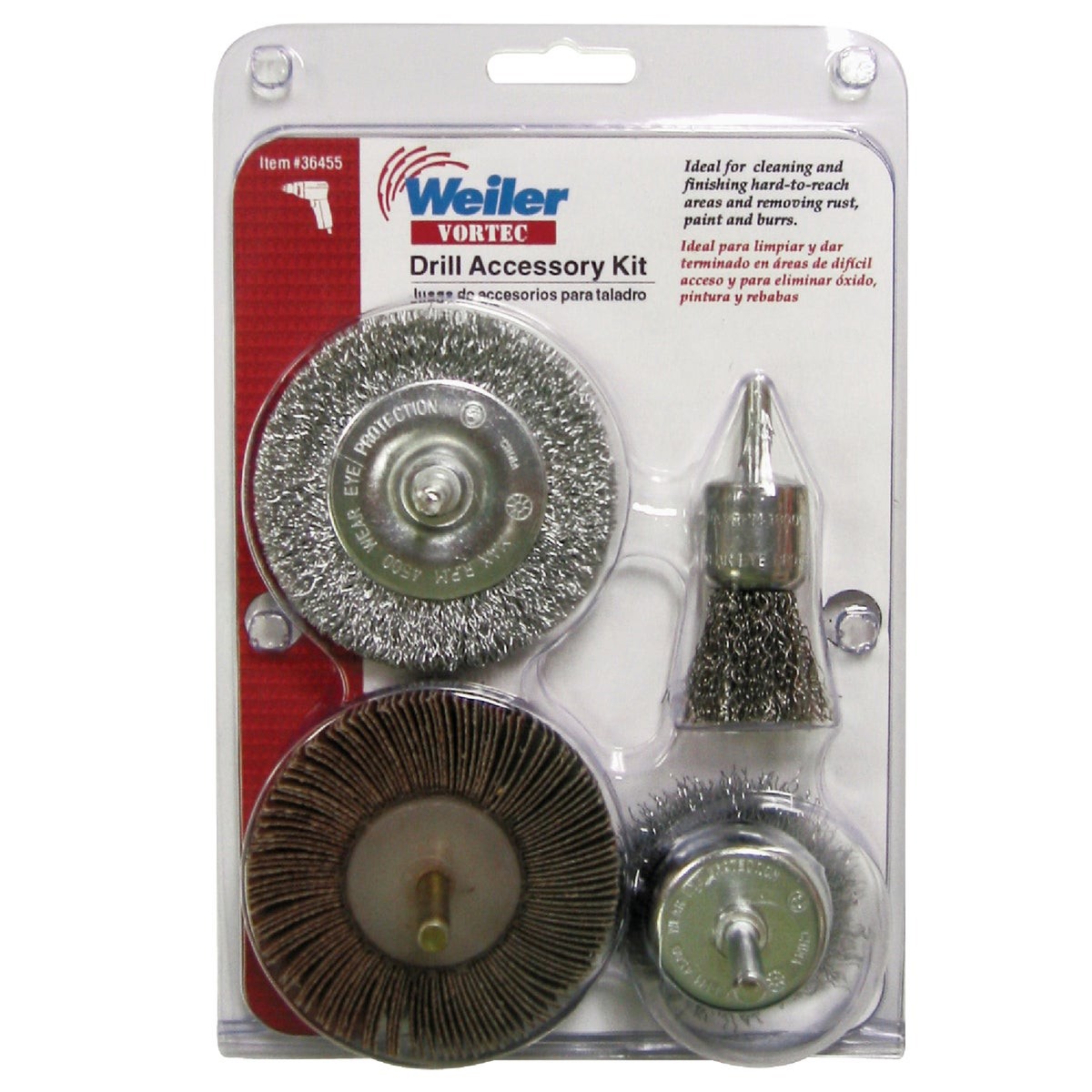 Weiler Vortec 4 pcs Abrasive Wheel & Brush Set 36455 Weiler Vortec 36455