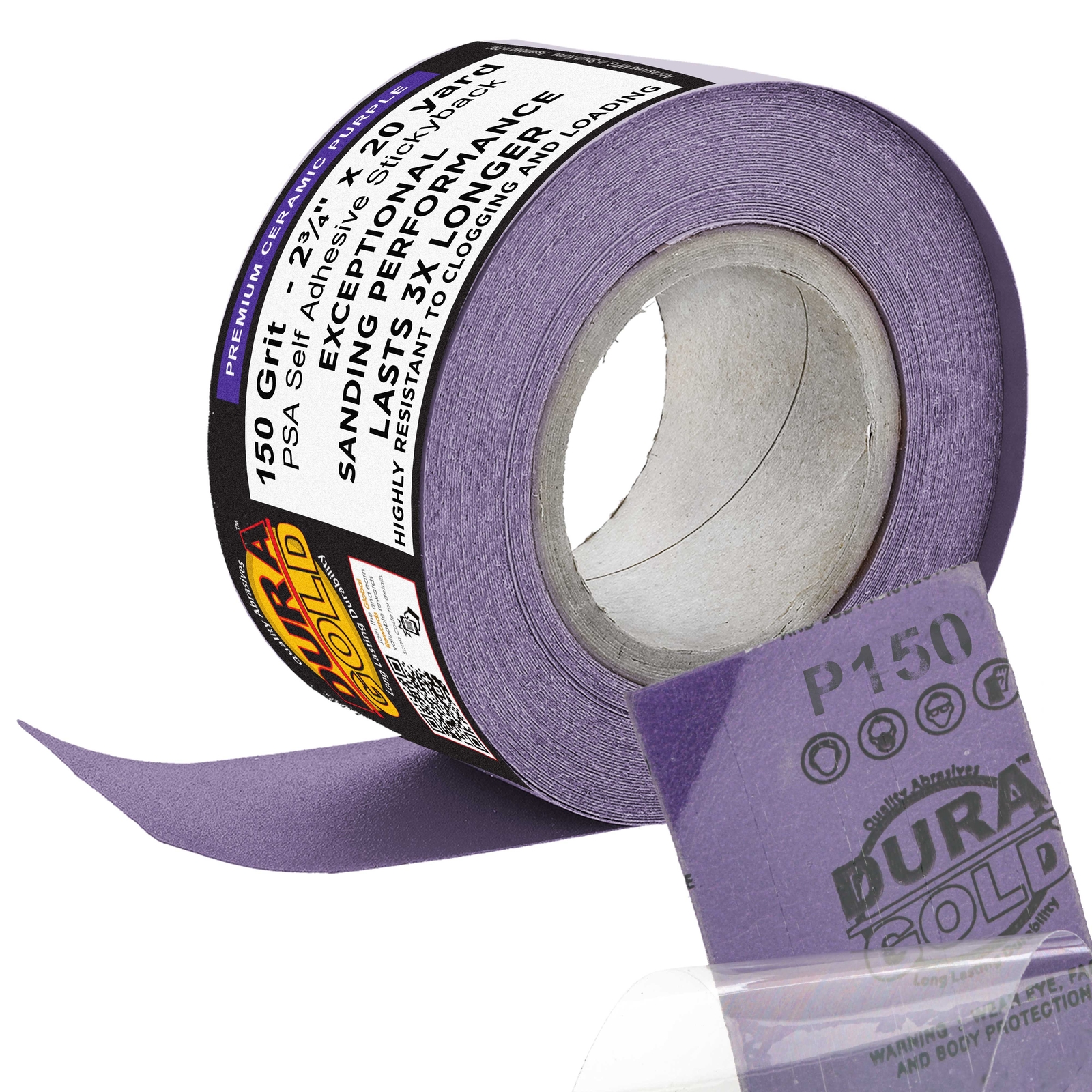 150 Grit Purple Ceramic 2.75″ x 20 Yard Roll Self Adhesive Longboard Sandpaper