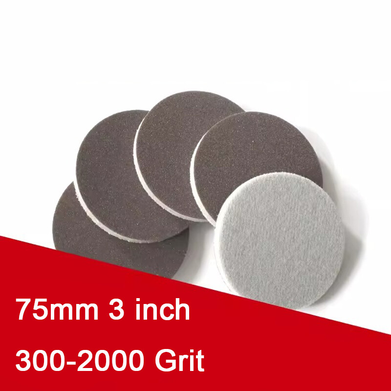 3″ 75mm Hook&Loop Sanding Foam Sponge Discs Wet Dry Orbital Brown Sandpaper Pads