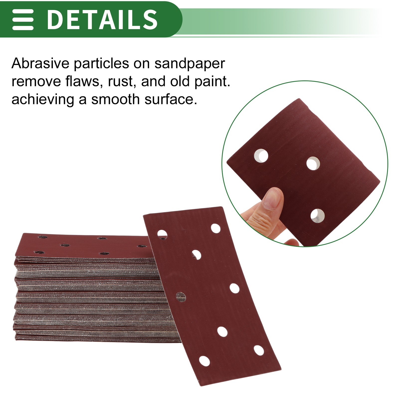 70 Pcs Sandpaper 8 Hole 800 Grit 180x95mm Aluminum Oxide Red