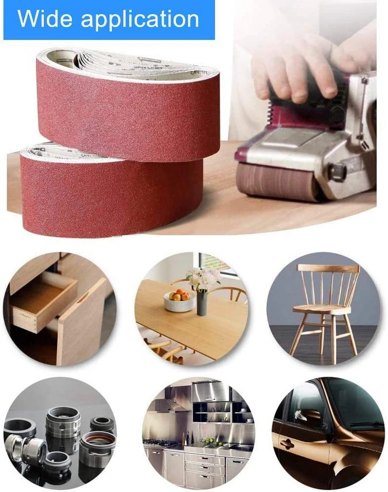 50PCS 3x21in Cloth Sanding Belt 40 Grit 75x533mm Aluminum Oxide for Metal & Wood