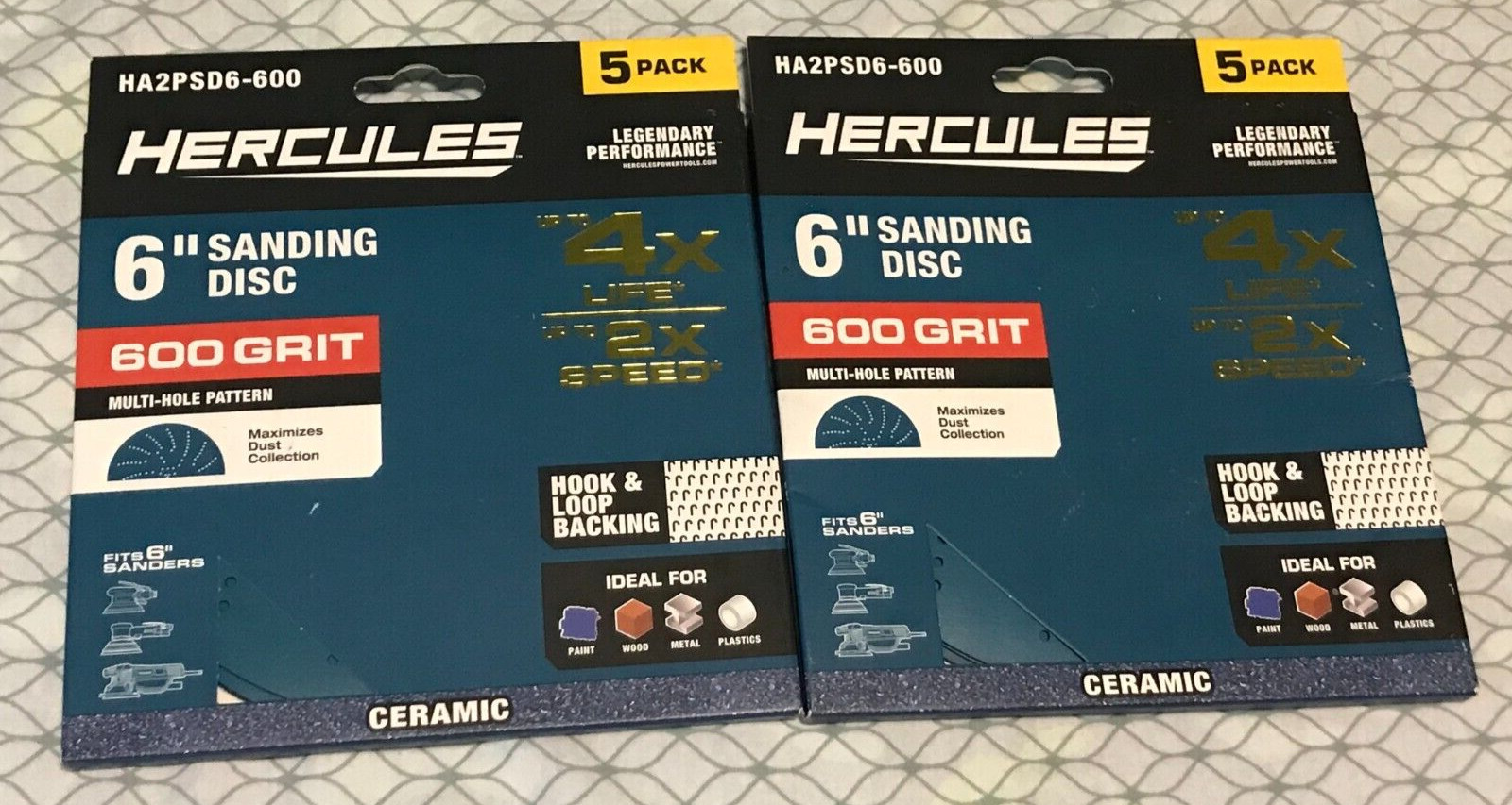 Hercules 6″ Film Sanding Discs 600 Grit HA2PSD6-600 , 5 per Pack, x2 Packs