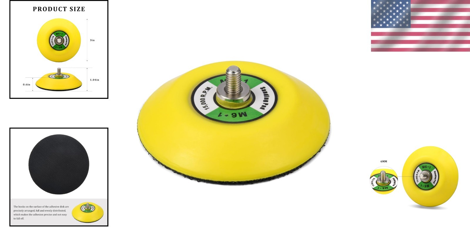 Multi-Purpose 3-Inch Sanding Back Pad – Hook & Loop Design for Orbital Polishers
