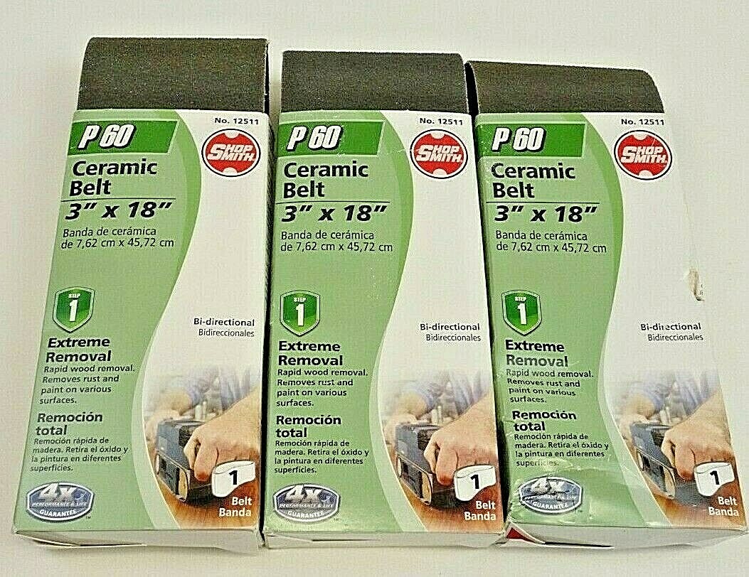 3 Shop Smith P60 3″ x 18″ Ceramic Belt Sander Very Course Bi-Directional NEW