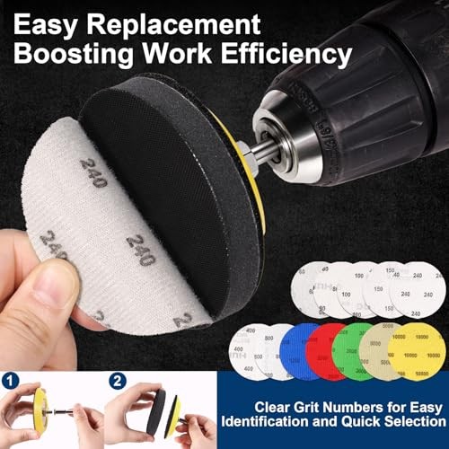 188 PCS 3 Inch Wet Dry Sanding Disc, Headlight Restoration Kit Drill 3 inch