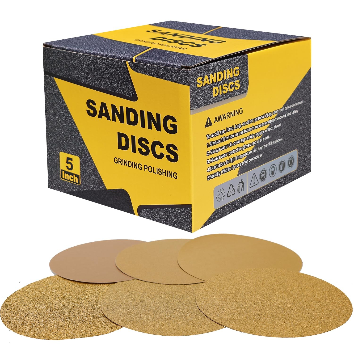 100 Pcs 5 Inch Sanding Discs Grit Assorted PSA Self Adhesive DA Sander Wood Meta