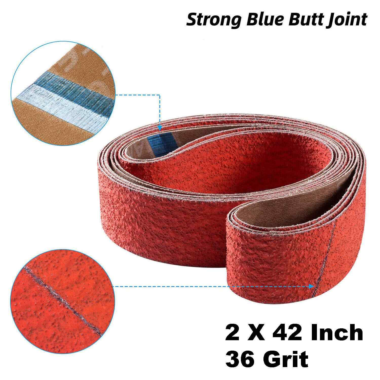 2×42 Inch Ceramic Sanding Belts 36 Grit High-Performance Sander Sharpening Belt