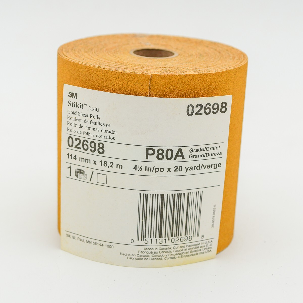 4 1/2″ x 20yds, 80 grit, 3M Stikit 216U, Gold Rolls, Vibrator Sander Sandpaper
