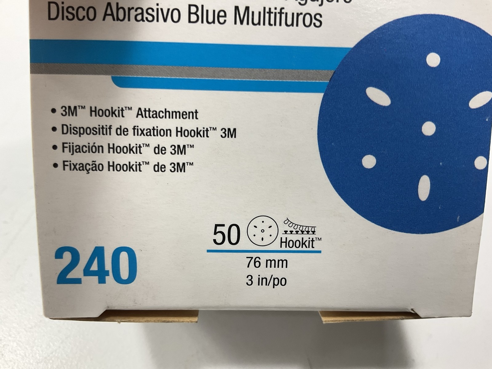 3M 36148 Hookit Blue Abrasive Disc Multi-hole, 3″, 240 Grade, 50 Discs 3 Inch