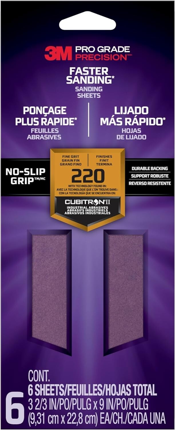 3M pro grade sanding Sandpaper sheets 6 Sheets 3 Pack