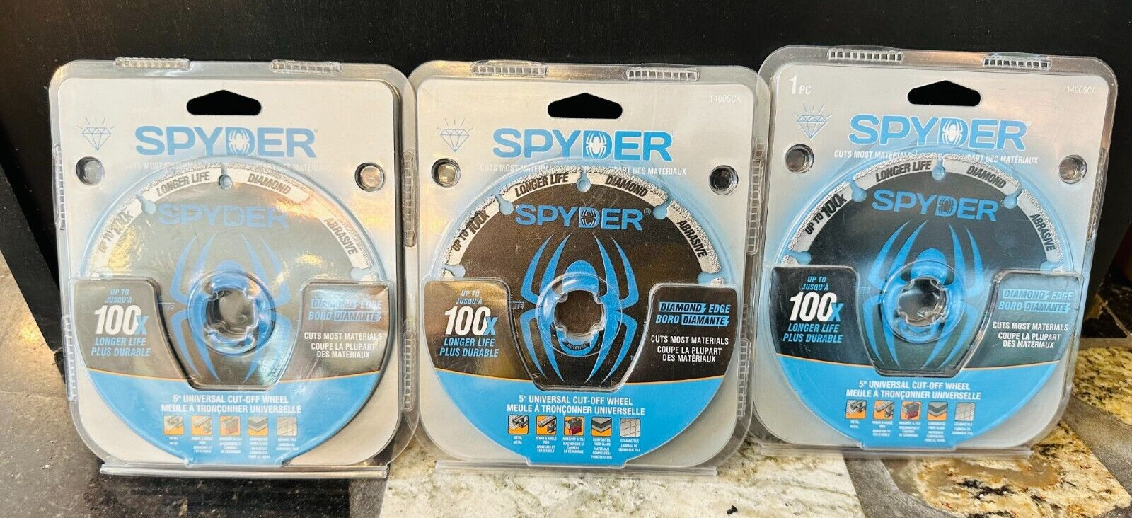 Lots of 3-Spyder 14005 Diamond Cut-Off Wheel 5 Inch-100X Longer UPC 884835007225