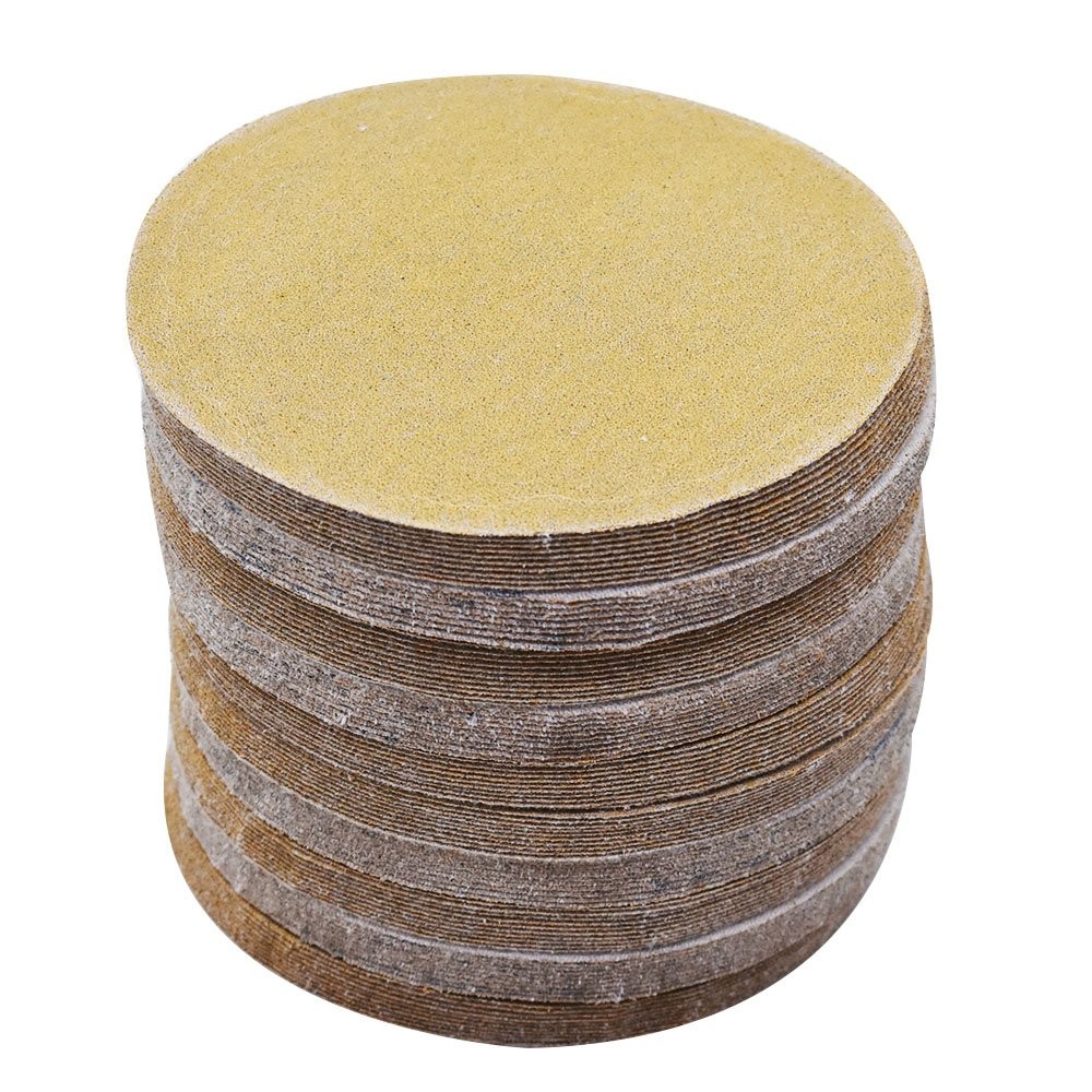 100 Pcs 5 Inch 240 Grit Hook Loop Pads Sanding Discs NO-Hole Sand Paper