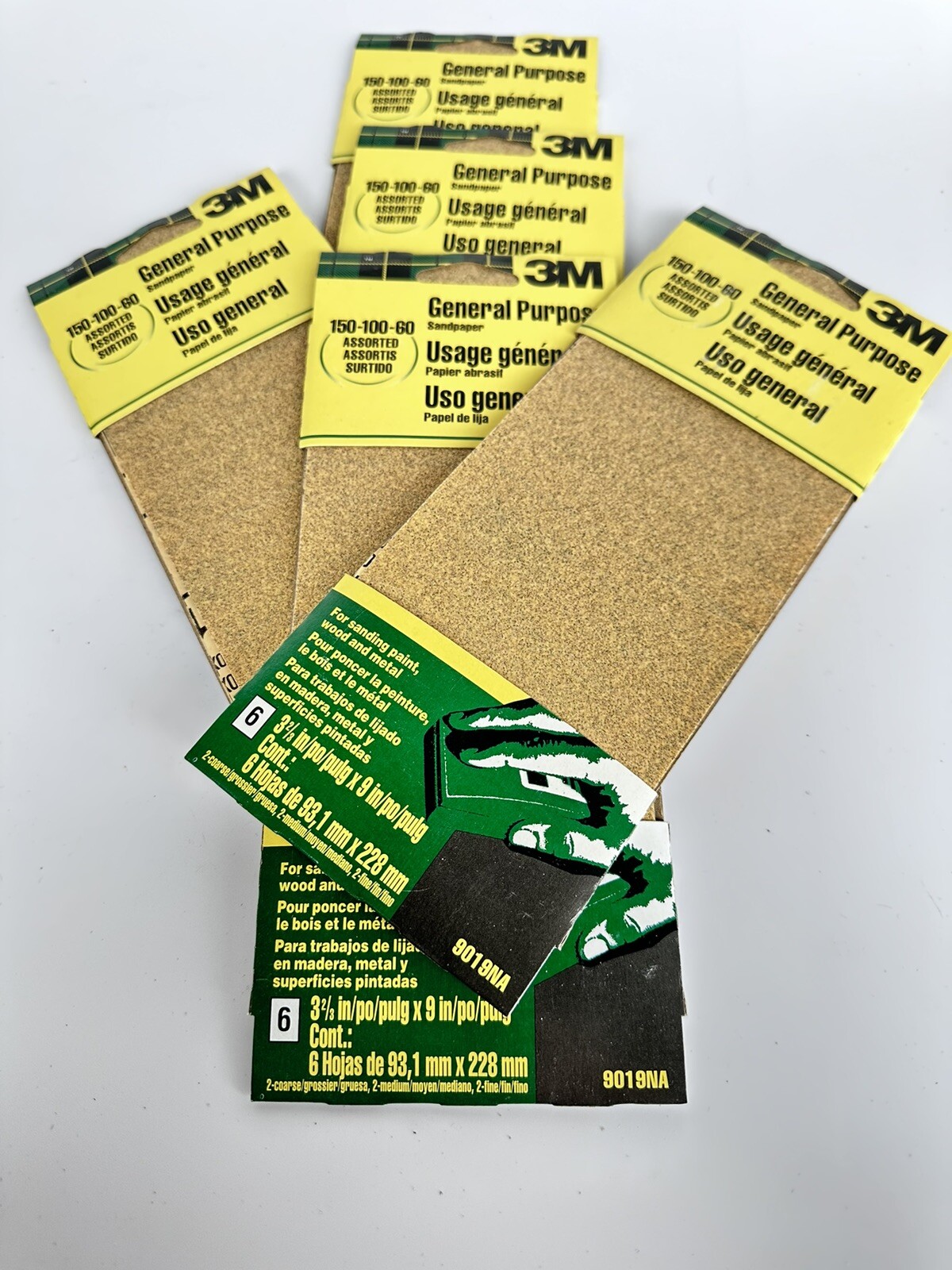 3M Aluminum Oxide Sandpaper 901 9NA 3-2/3 in x 9 in Assorted grits 5 packs of 6