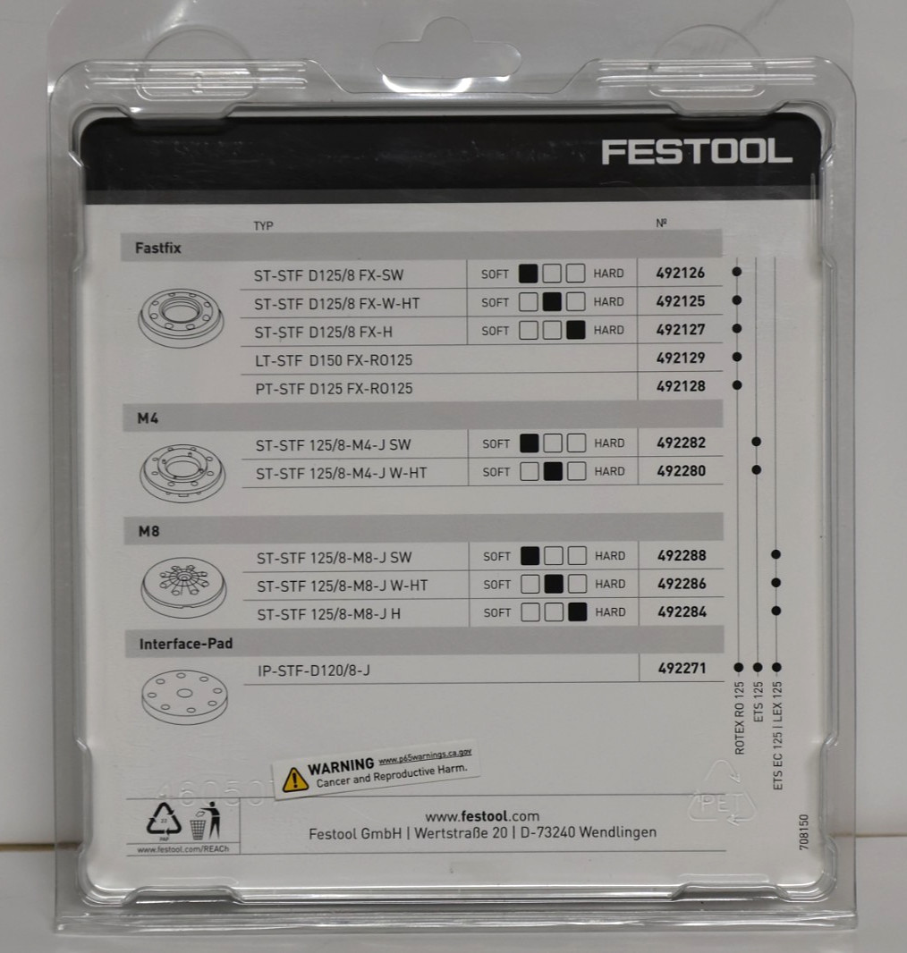 Festool Sander Backing Pad ST D125-FX-H #492127 for RO 125 FEQ