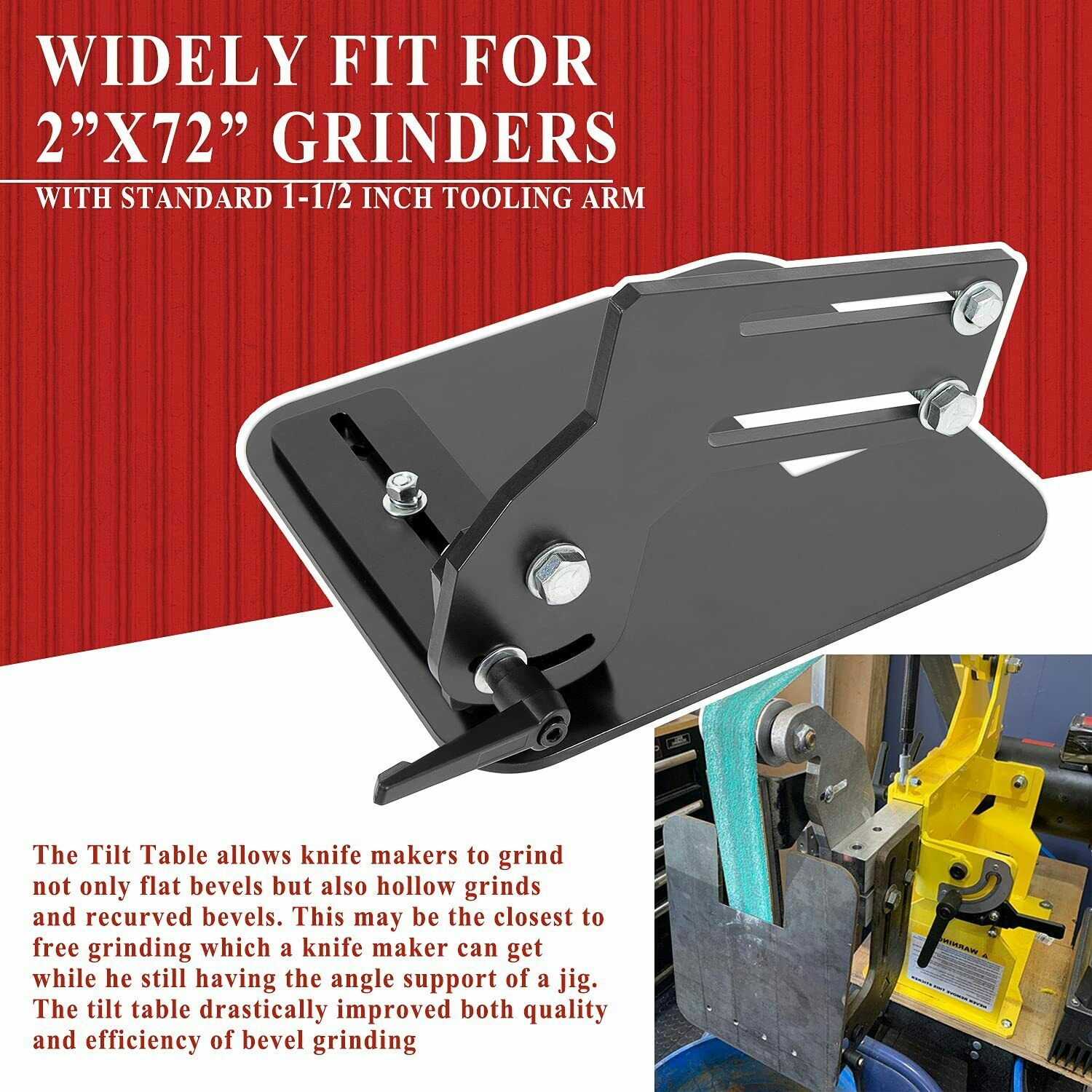 Belt Grinder Tilt Table For Most Popular OBM & 2×72″ Knife Grinders Knife Bevel
