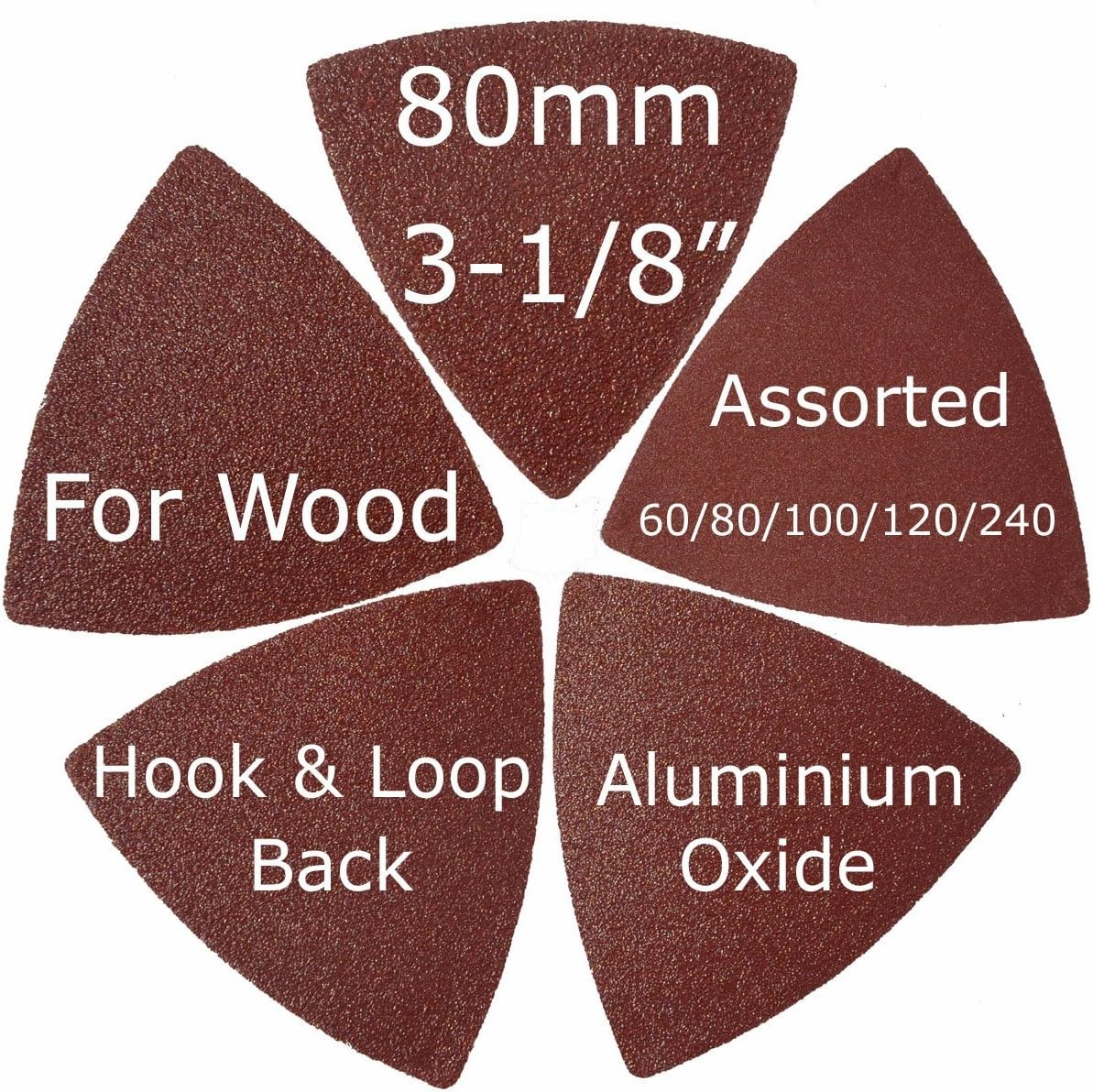 Triangular Oscillating Sanding Pads 3-1/8″ – 55 Pcs Assorted Grits for Woodwork