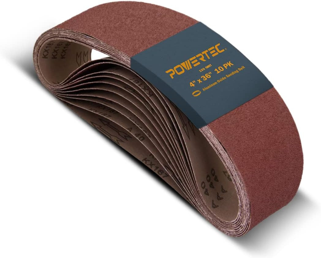 10PK 4X36 Sanding Belts, 120 Grit Aluminum Oxide, 4 X 36 Inch Sanding Belts for
