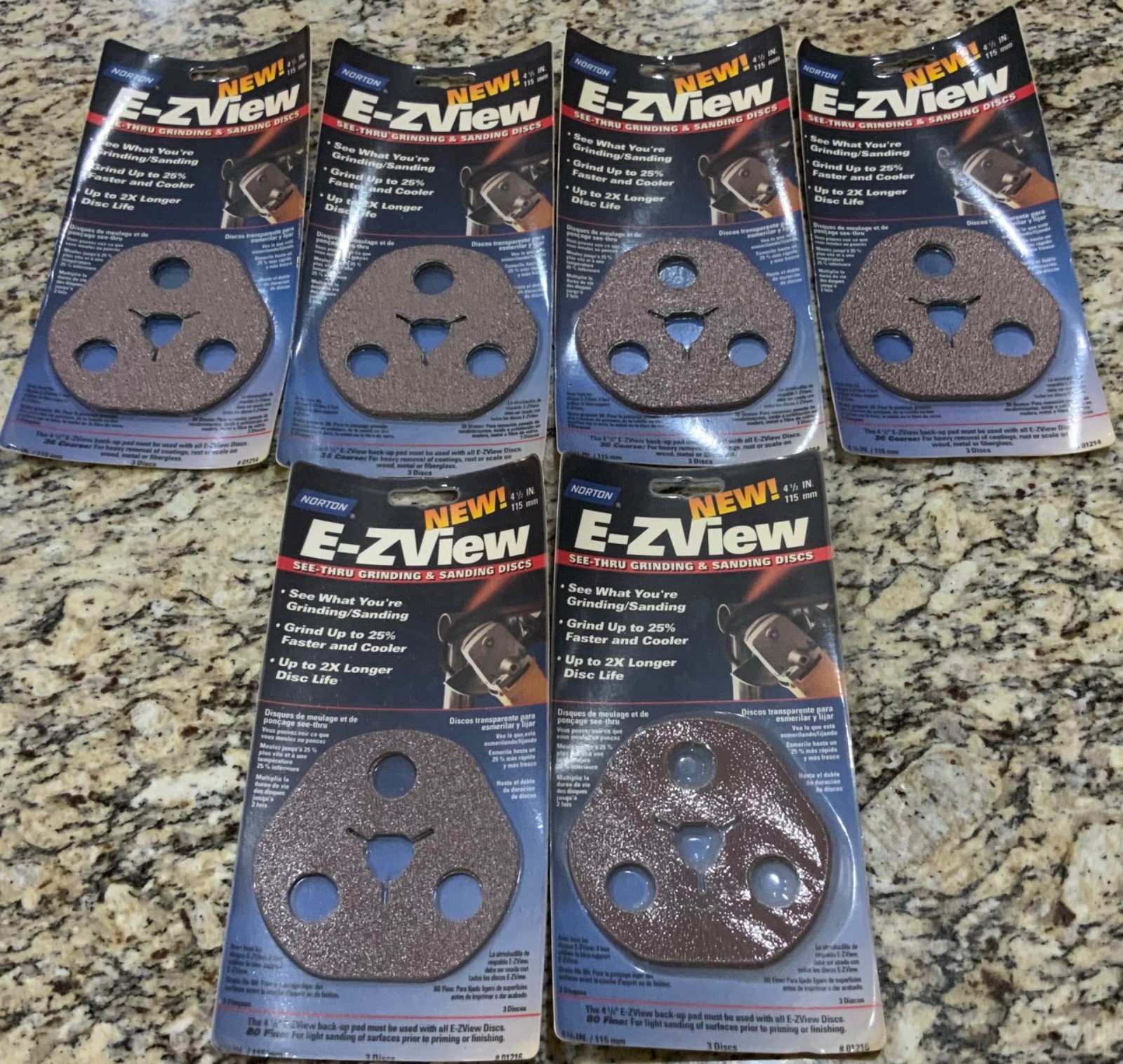 6 Packs Norton Grinding Sanding 4 1/2” 115mm Discs 80 Fine & 36 Course Grit New