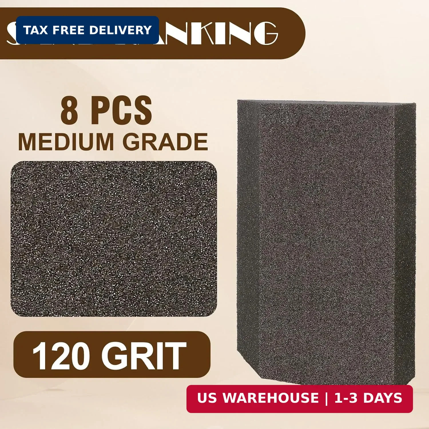120 Grit Angled Sanding Blocks, Jamiikury Fine Sponge Sand Block Washable and Re