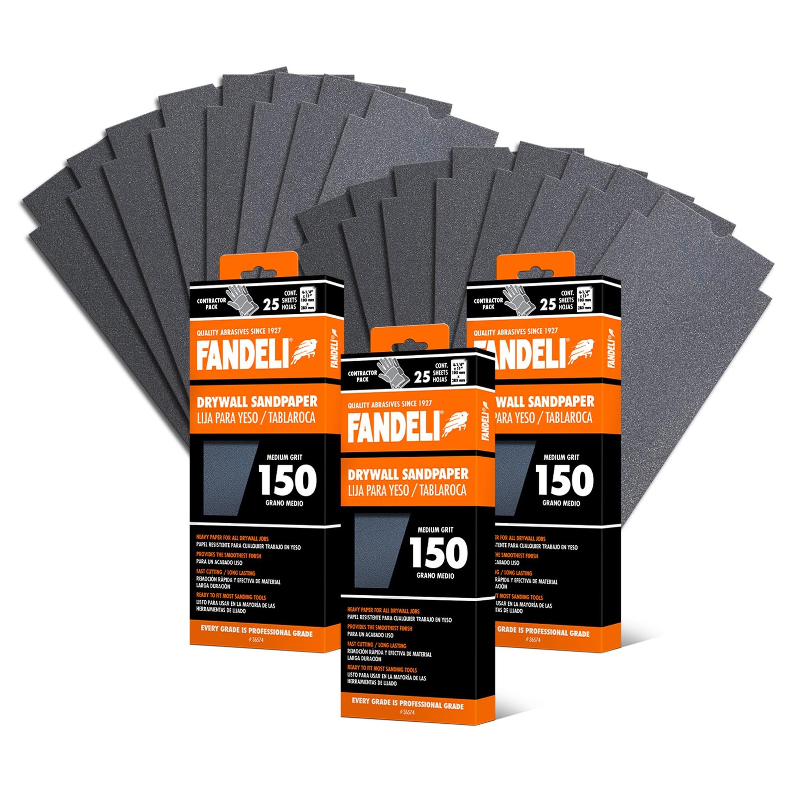 75 PCS Drywall Sanding Paper 80 Grit 41/4 x 11 Inch Hand Orbital Sheet