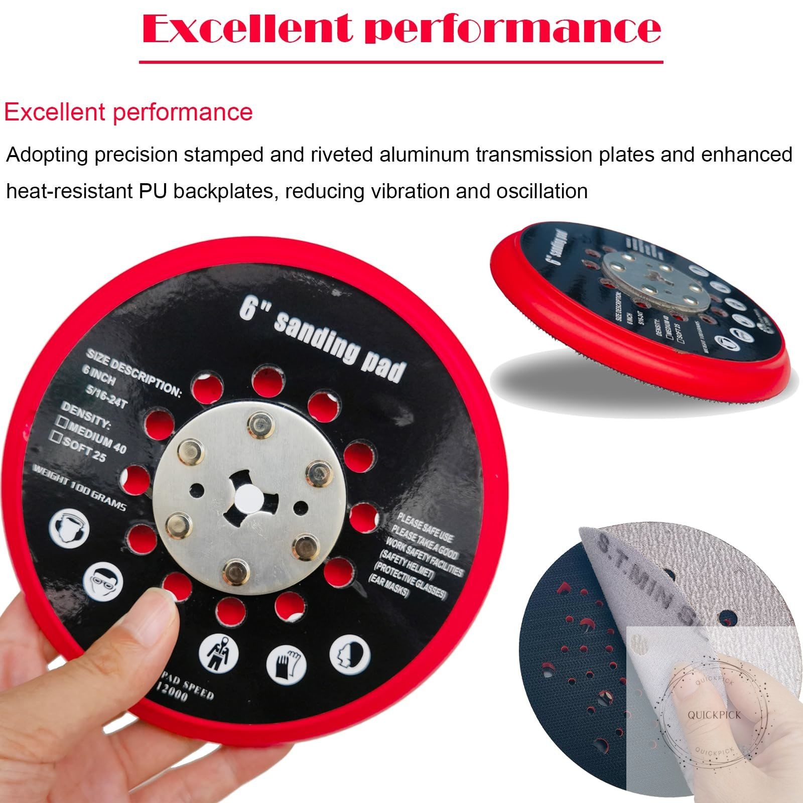 6 Inch Replacement Sander Pad for Bosch GET75-6N Sander – 6″ Hook and Loop Sand