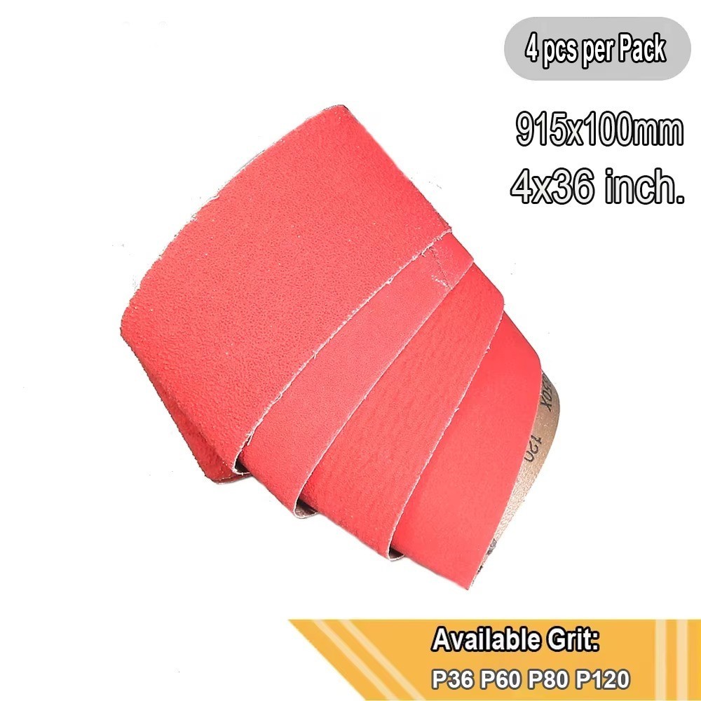 4pcs 4×36″ XK850X Ceramic Abrasive Sanding Belts 915x100mm Hard Metal Grinding