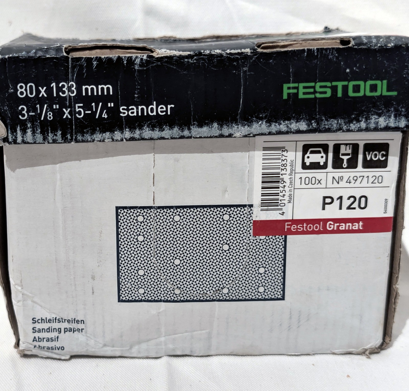 Festool 497120 Granat Sandpaper 80x133mm P120 Abrasive Sanding Sheets 100x – NEW
