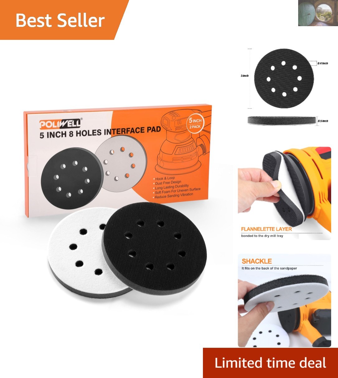 Soft Sponge Orbital Sander Foam Pads 5” – Ideal for Wood, Plastic & Metal