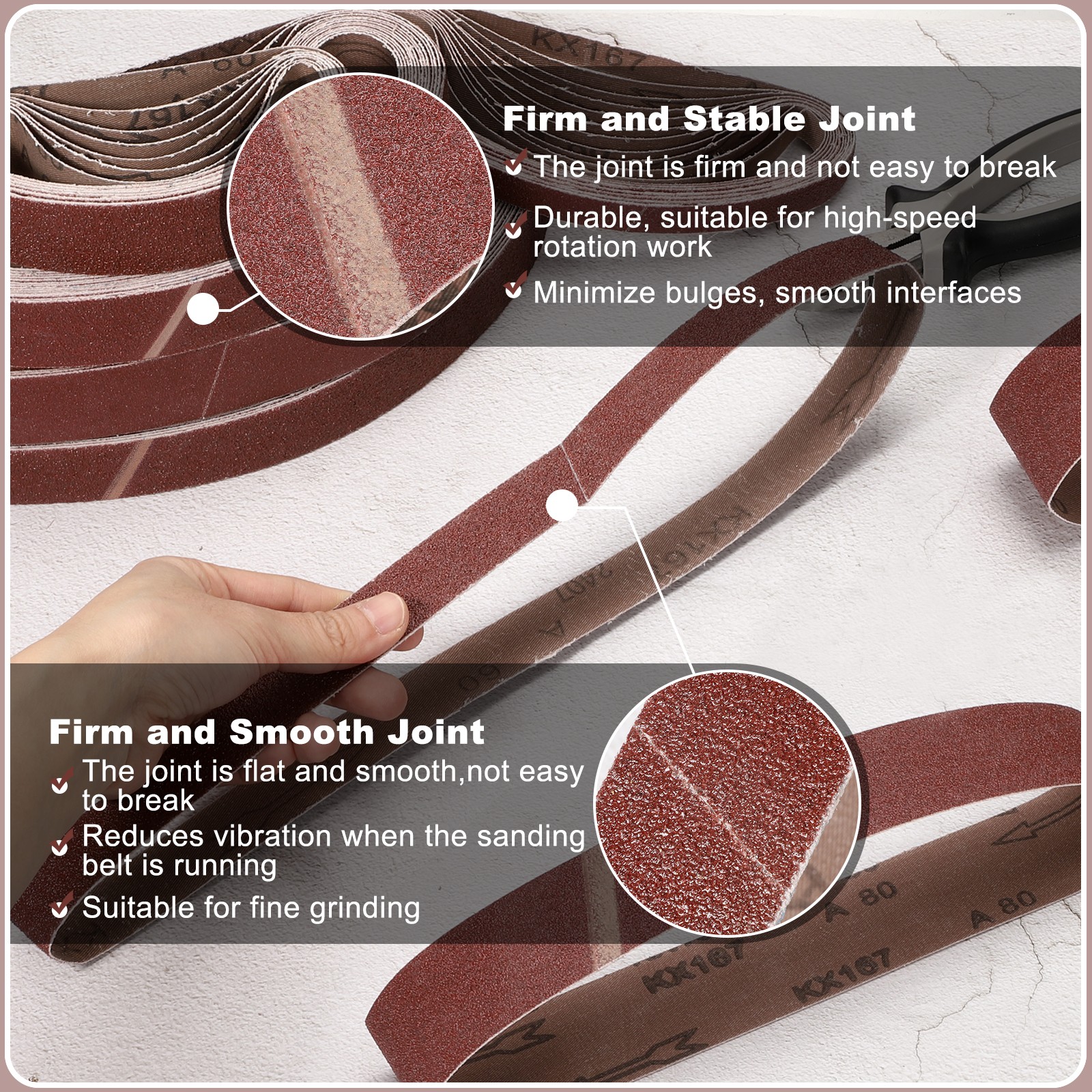 4 x 21 Inch Sanding Belts, 15 Pcs 80/120/150/240/400 Grit Aluminum Oxide Belt