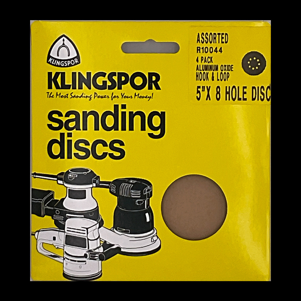 Klingspor’s – Aluminum Oxide 5” 8 Holes H&L Sanding Discs Assorted 4 pk